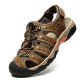 Summer Men's Outdoor Sandals Beach Shoes Genuine Leather Trekking Hiking MartLion Brown 49 