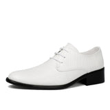 Men's Dress shoes Solid Color Formal Office Lace up Party Wedding Leather MartLion WHITE 38 