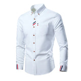 Casual Cotton Soft Thin Men's Shirts Slim Fit Luxury Long Sleeve Shirt Lapels Outwear Streetwear MartLion White 5XL 