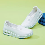 Spring and Summer Cowhide EVA Air Cushion Hospital White Nurse Shoes Soft Sole Small White MartLion WHITE 37 