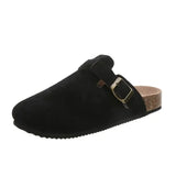Women's Shoes Closed Toe Slippers Cow Suede Leather Clogs Sandals Retro Garden Mule Clog Slide MartLion Black 42 