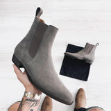 Gray Chelsea Boots Men's  Flock Cowboy Handmade MartLion   