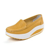 Women's shoes summer shake out Single The nurse's white and platform Breathable hollow MartLion 8102  yellow 38 