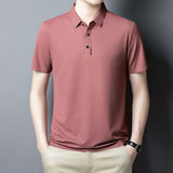 Summer Polo Shirt for Men's Casual Solid Breathable Work Polo Short Sleeve Regular Polo Shirts Mart Lion   