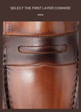  Men's Casual Leather Shoes High-end Hand Suture Slip-On Wedding Party Dress Loafers Brown MartLion - Mart Lion