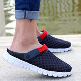 Men's Women Summer Sandal Mesh Mules Breathable Padded Beach Flip Flops Shoes Solid Flat Bath Slippers Outside Slippers Mart Lion   