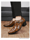 Elevator Shoes for Men's Heel Formal Leather Brown Loafers Dress Crocodile Heightening MartLion   