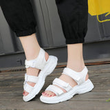 Platform Shoes Women's Sandals Wedge Heels Height Increaming Buckle Thick Soled Beach Sport Black Mart Lion white 03 34 