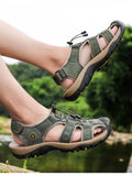 Sandals Men's Summer Outdoor Beach Leather Shoes Holiday Classic Walking Flat Shoes MartLion   