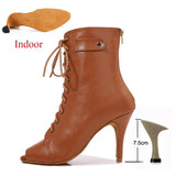 Latin Shoes Ladies Salsa Ballroom Party Women's Boots Yellow Black Girls High Heel Dance Boots MartLion