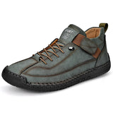 stitched Leather Shoes for Men Outdoor  Walking Hiking Shoes Men MartLion   