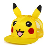 Baseball Cap Peaked Cap Anime Figure Pikachu with Ears Cotton Universal Adjustable Cosplay Hat Birthday Gifts MartLion 1 Kids Size 