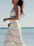 Women's Beach Style Crochet Hollow Slim Sling Sweater Long Dress MartLion   