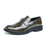 British Style Blue Glitter Leather Loafers Men's Comfy Platform Dress Shoes Slip-on Formal Zapatos De Vestir MartLion green 33608 38 CHINA