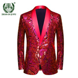 Luxury Wave Striped Gold Sequin Blazer Jackets Men's Shawl Lapel One Button Shiny Party Wedding Suits Jackets Tuxedo Blazer MartLion   