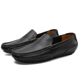 Genuine Leather Men's Casual Shoes Soft Loafers Moccasins Breathable Slip on Black Driving MartLion   