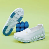 Spring and Summer Cowhide EVA Air Cushion Hospital White Nurse Shoes Soft Sole Small White MartLion   