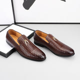 Men's Woven Leather Casual Shoes Trendy Party Wedding Loafers Moccasins Light Driving Flats Mart Lion   