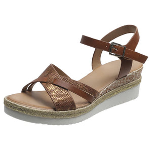 Summer Wedge Sandals for Women Buckle Strap Platform Rome Open Toe Thick Bottom No-Slip MartLion Brown 41 CHINA