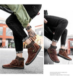  Autumn Winter Retro High-top Men's Casual Shoes Suede Leather Flat MartLion - Mart Lion