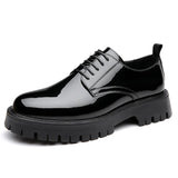 Style Youth Round Toe British Style Low Heeled Lace Up Casual  Leather Shoes for Men MartLion   