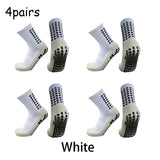 4 pairs Anti-slip Soccer Socks Men's Women Outdoor Sport Grip Football Socks antideslizantes de futbol MartLion JD-4--white  