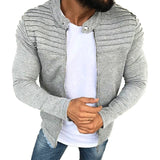 Men's Collar Jackets Black Lightweight Sweatshirts Full Zip Up Neck Long Sleeve Tops with Pocket Winter Outwear Jacket MartLion L-Gray XXL 