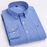 Men's100% Cotton Long Sleeve Button Down Check Shirt Single Chest Pocket Work Casual Standard-fit Plaid Striped Oxford Mart Lion L526 42 