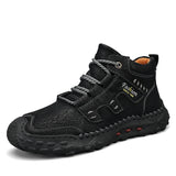 Microfiber Leather Men's Boots Outdoor Sports Non-slip High-top Hiking Shoes Optional Plush Winter MartLion   