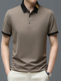 Polo Shirt Men's Tees Summer Solid Color Regular Fit Clothes Turn-Down Collar Short Sleeve Mart Lion Bean Grey M 50-60 KG 