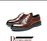 Classic Brown Men's Dress Shoes Pointed Toe Leather Derby Casual Brogue zapatos vestir MartLion   