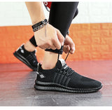 Sneakers Lightweight Men's Casual Shoes Breathable Footwear Lace Up Walking Athletic Shoes Black MartLion   
