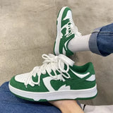 Sewing Men's Sneakers Contrasting Colors Light Flat Shoes Ladies Outdoor Luxury Running Heart Pattern Women MartLion Green 43 