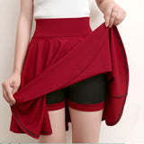 Flared Skirts Women's Basic Shorts Skirt Black Casual Mini Skater Medium Pleated Fluffy Skirt MartLion Claret XXXL 