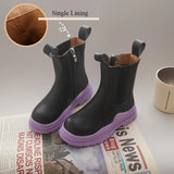 Autumn Winter Girls Short Boots Little Princess Forest Green Chimney Boys British Style Baby Cotton Shoes MartLion   