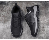 Autumn Leather Men's Sneakers Chunky Shoes Heighten Casual Damping Tennis Black Waterproof Mart Lion   