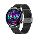 NFC Access Ultra Thin 1.1inch AMOLED Screen HK39 Smart Watch Sports Waterproof Female Cycle BT Call Smartwatch For iOS Android MartLion HK39-Black-Steel  