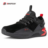 Baasploa Men's Suede Shoes Waterproof Sneakers Non-slip Casual Running Damping Outdoor Walking Mart Lion 113105-HH no plush 41 