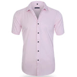 Men's Short-sleeved Casual Shirt Solid Color Slim Non Iron Male Easy Care Dress Shirts Summer MartLion   