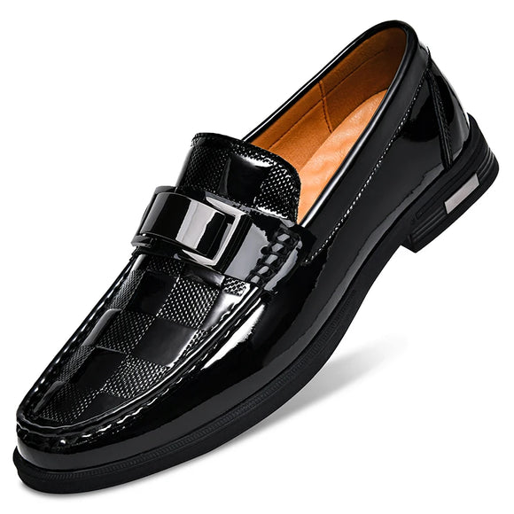 Patent Leather Loafers Men's Casual Shoes For Gentleman Loafer Formal MartLion Black Type-1 40 