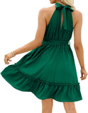 Women's Dress Summer Women's Beach Dress Folded Cake Dress Loose Neck Tie Sleeveless Dress Women's Summer Clothing MartLion   