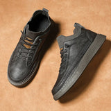Leather Men's Casual Shoes Breathable Black Work Handmade Anti Slip Slip-on Driving MartLion   