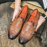 Slip On Men's Loafers Split Leather Dress Shoes Formal Footwear Mart Lion   