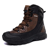Men Leather Boots Mens Desert Waterproof Work Safety Shoes Climbing Hiking Ankle Men Outdoor Boots MartLion Brown 40