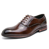 British Men's Dress Shoes Classic Formal Split Leather Elegant Sapato Social Masculino Mart Lion Brown 37 