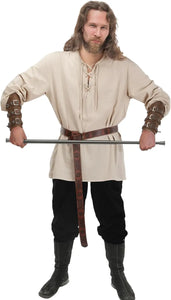 4 Pcs Halloween Men's Renaissance Set Medieval Pirate Shirt Ankle Banded Pants Viking Belt Accessories MartLion   