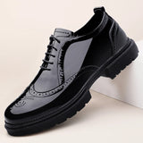 Men's Casual Patent Leather Brogue Dress Shoes Slip On Outdoor Oxfords Footwear MartLion   