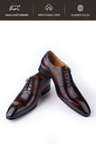 Men's Genuine Leather Social Oxford Elegant Dress Shoes Hand Lace-up Pointed Party Wedding Black Coffee MartLion   