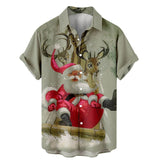 Printing Santa Claus Shirts Funny Men's  Clothing Women Hawaiian Beach Shirt Tops Christmas Pretty Gift MartLion Shirts-GNN9427 L 