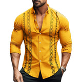 Men's Clothes Casual Solid Color T-shirt Pullover Button Turn-down Collar Daily Tops Long Sleeve Shirt Men Clothing MartLion   